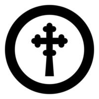 Cross trefoil shamrock on church cupola domical with cut Cross monogram Religious cross icon in circle round black color vector illustration flat style image