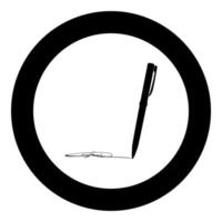 Signature using pen Ink writing concept icon in circle round black color vector illustration flat style image