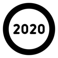 2020 text symbols New Year letters icon in circle round black color vector illustration flat style image