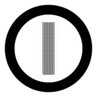 Tire track Print of wheel automobile tyres Imprint car icon in circle round black color vector illustration solid outline style image