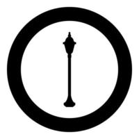 Street lamp lantern icon in circle round black color vector illustration image solid outline style