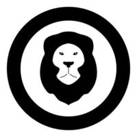 Lion Animal Wild cat head icon in circle round black color vector illustration image solid outline style