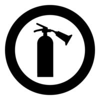 Fire extinguisher icon in circle round black color vector illustration image solid outline style