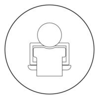 Man on the notebook the black color icon in circle or round vector