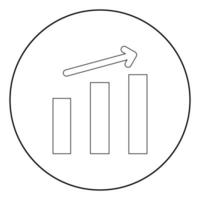 Growth chart the black color icon in circle or round vector