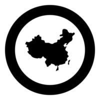 Map of China icon black color in circle round vector