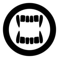 Vampire's teeths icon black color in circle round vector