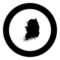 Map of South Korea icon black color in round circle vector