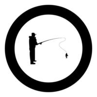 Fisherman icon black color in round circle vector