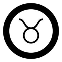 Taurus symbol icon black color in round circle vector
