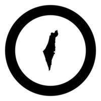 Map of Israel icon black color in round circle vector