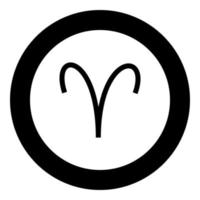 Aries symbol icon black color in round circle vector