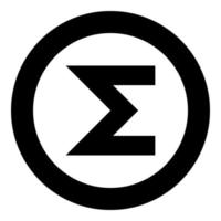 Sum symbol icon black color in round circle vector