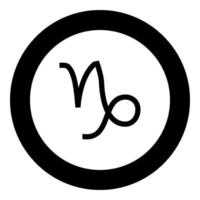 Capricorn symbol zodiac icon black color in round circle vector