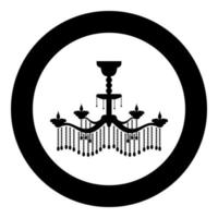 Chandelier icon in circle round black color vector illustration flat style image
