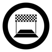 Finish concept Maraphon line racing panorama road icon in circle round black color vector illustration flat style image