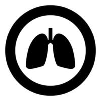 Lungs human icon in circle round black color vector illustration flat style image