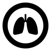 Lungs human icon in circle round black color vector illustration flat style image