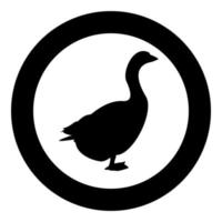 Goose Gosling Geese Anser Gander silhouette in circle round black color vector illustration solid outline style image