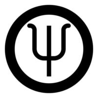 Psi greek symbol small letter lowercase font icon in circle round black color vector illustration flat style image