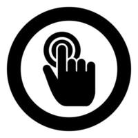 Click on button Hand cursor Touch screen icon in circle round black color vector illustration solid outline style image