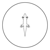 icono de lagarto color negro en círculo vector