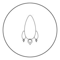 Rocket icon black color in circle vector