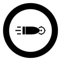 Bullet flying to target icon black color in circle round vector