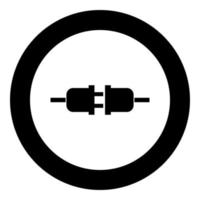 Socket and plug icon black color in circle round vector