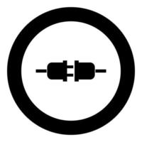 Socket and plug icon black color in circle round vector