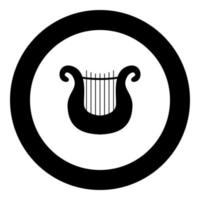 Harp icon black color in round circle vector