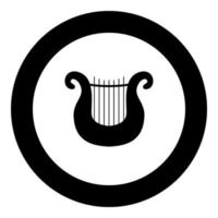 Harp icon black color in round circle vector