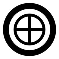 Cross round circle on bread concept parts body Christ Infinity sign in religious icon in circle round black color vector illustration flat style image