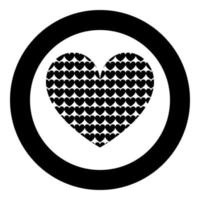 Heart with hearts inside Heart pattern in heart icon in circle round black color vector illustration flat style image