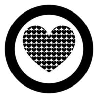 Heart with hearts inside Heart pattern in heart icon in circle round black color vector illustration flat style image