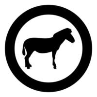 Zebra stand Animal standing silhouette in circle round black color vector illustration solid outline style image