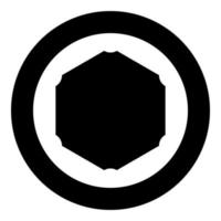 Hexagon with rounded corners icon in circle round black color vector illustration image solid outline style