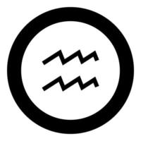 Aquarius symbol zodiac icon black color in round circle vector