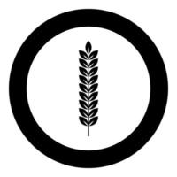 Spikelet of wheat Plant branch icon in circle round black color vector illustration flat style image