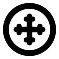 Cross trefoil shamrock Cross monogram Religious cross icon in circle round black color vector illustration flat style image