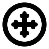 Cross trefoil shamrock Cross monogram Religious cross icon in circle round black color vector illustration flat style image