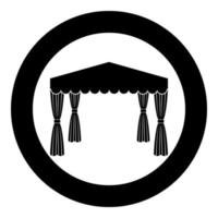 Canopy Pop up tent Commercial pavilion Awning for rest Marquee Chuppah icon in circle round black color vector illustration flat style image
