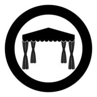 Canopy Pop up tent Commercial pavilion Awning for rest Marquee Chuppah icon in circle round black color vector illustration flat style image