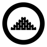 Pyramid of bricks icon in circle round black color vector illustration image solid outline style