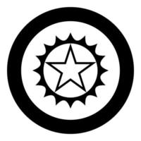Star in circle with sharp edges icon in circle round black color vector illustration image solid outline style