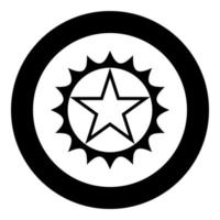 Star in circle with sharp edges icon in circle round black color vector illustration image solid outline style