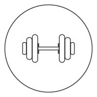 Dumbbell the black color icon in circle or round vector