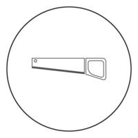 icono de sierra de mano color negro en círculo vector
