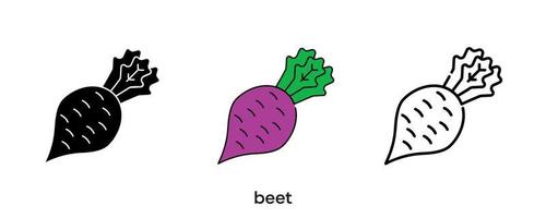 Red beet icon design. Red beetroot set in silhouette, colorful and linear. Food icon line vector illustration isolated on a clean background for your web mobile application logo design. Modern line.