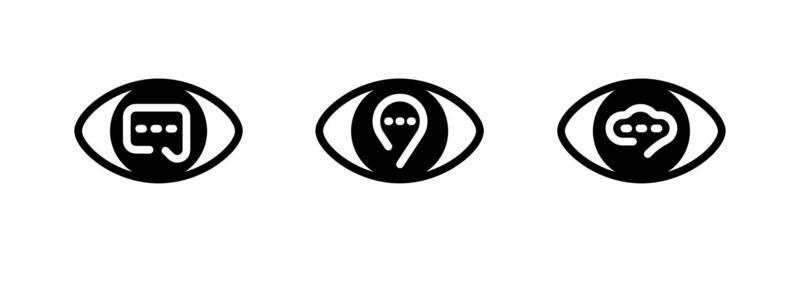 Modern speech bubble eye icon. Creative eye icon in modern line style for your web mobile app logo design. Pictogram isolated on a white background. Editable linear set, pixel perfect vector graphics.